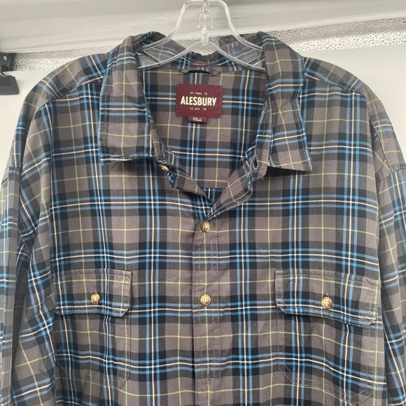 ALESBURY Men's Plaid Button Up Shirt Long Sleeve Gray/Multi Size 3XL - Picture 2 of 9